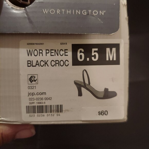 Worthington Black Crocodile Open Toe Sling Back Sandals - Picture 5 of 5